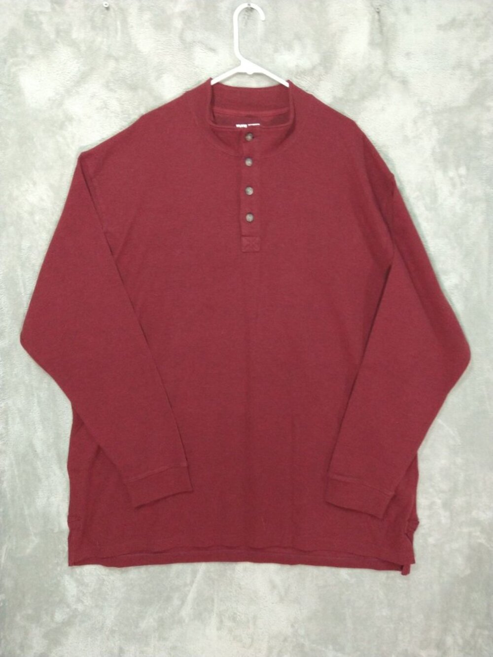 Duluth Trading Shirt Mens 3XL Red Long Sleeve Thermal Mock Henley Waffle Knit